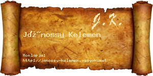Jánossy Kelemen névjegykártya
